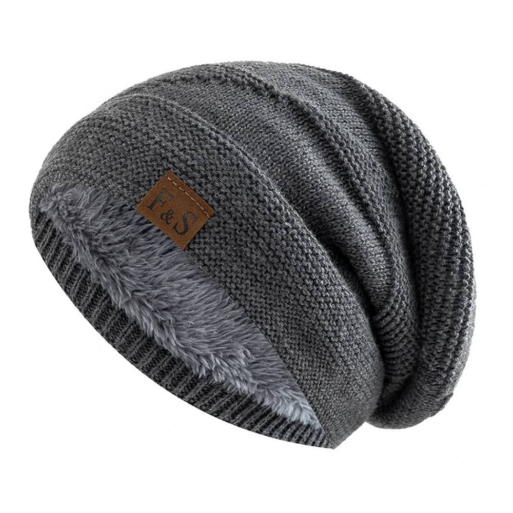 Winter Slouch Beanie for Men, Warm Acrylic Knit Hat for Cold Days
