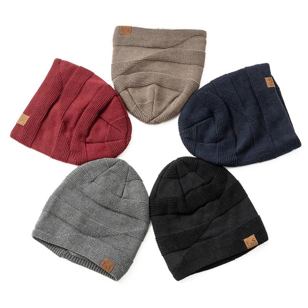 Winter Slouch Beanie for Men, Warm Acrylic Knit Hat for Cold Days