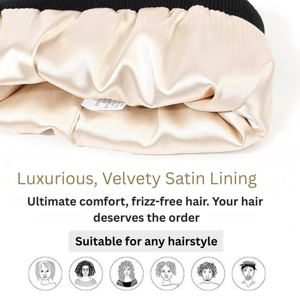 Antistatic Pompom Beanie with Silk Lining for Frizz-Free Hair