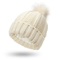 Antistatic Pompom Beanie with Silk Lining for Frizz-Free Hair