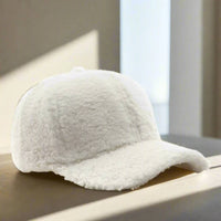 Adjustable Teddy Fabric Cap for Cold Months, Casual Fall and Winter Hat