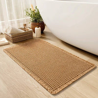 Ultra Absorbent Non Slip Bath Mat with Tassels, Machine Washable Bathroom Rug
