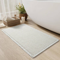 Ultra Absorbent Non Slip Bath Mat with Tassels, Machine Washable Bathroom Rug