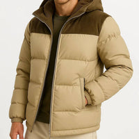 Mens Lightweight Puffer Jacket with Hood for Winter