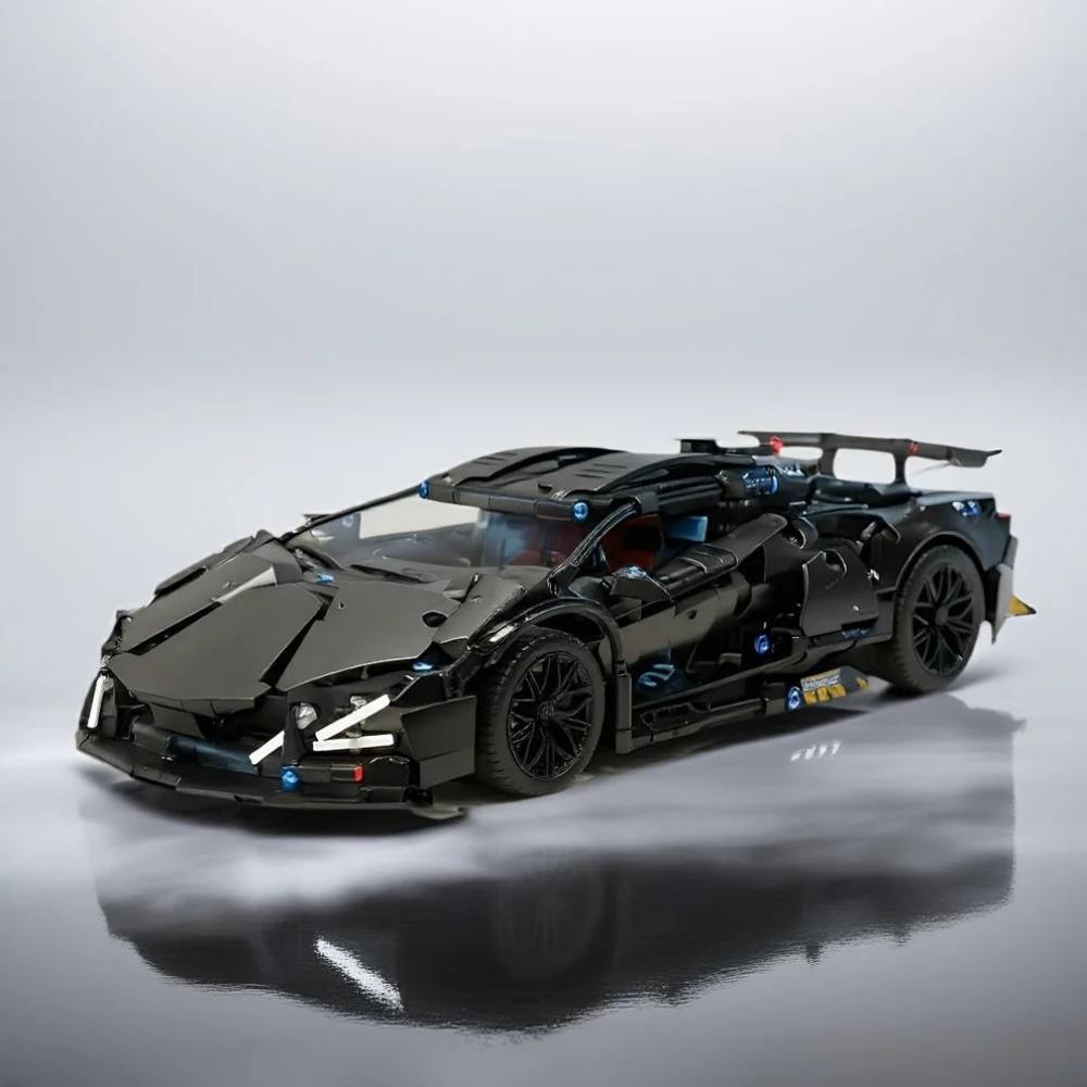 Black Supercar Building Block Set for Adults and Teenagers, 1288-Piece Model