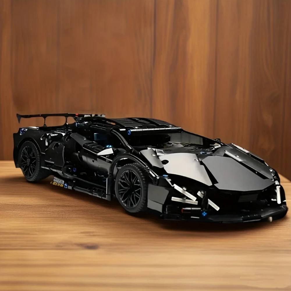 Black Supercar Building Block Set for Adults and Teenagers, 1288-Piece Model