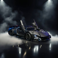 Black Supercar Building Block Set for Adults and Teenagers, 1288-Piece Model