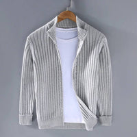 Mens Zip Cardigan, Modern Knitted Sweater with Refined Fit