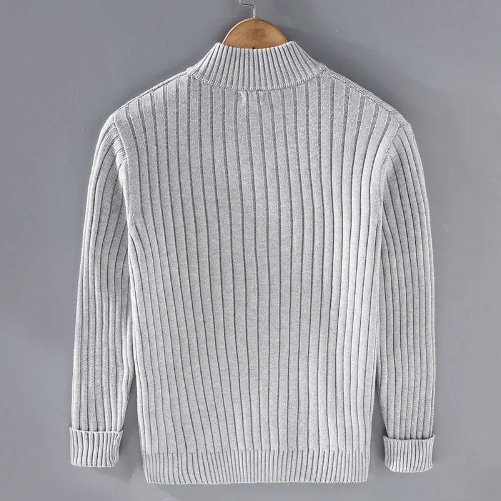 Mens Zip Cardigan, Modern Knitted Sweater with Refined Fit