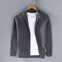 Mens Zip Cardigan, Modern Knitted Sweater with Refined Fit