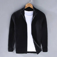 Mens Zip Cardigan, Modern Knitted Sweater with Refined Fit