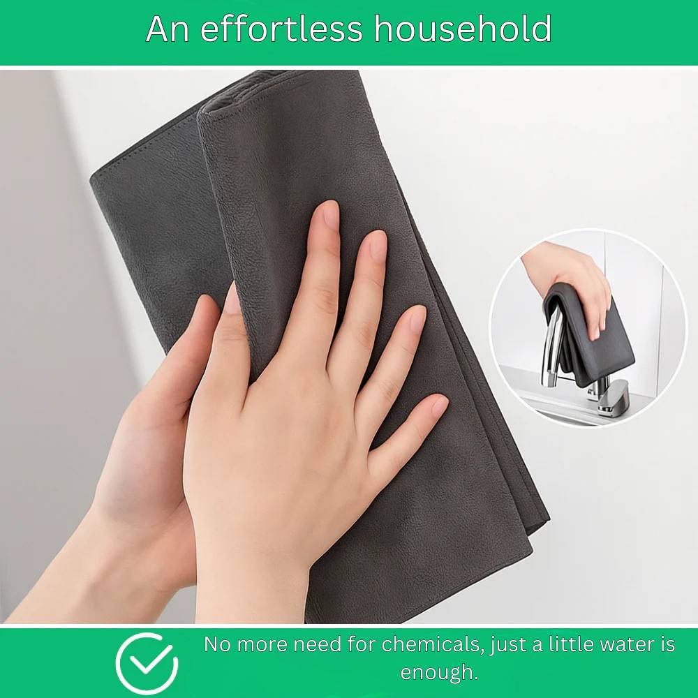 Ultra-absorbent microfiber cloth, Anti-streak and anti-limescale