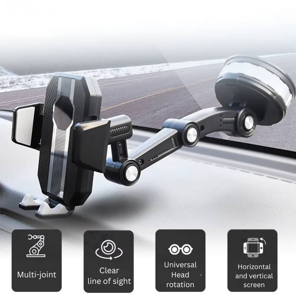 Universal Car Phone Mount with Strong Suction Cup and 360° Rotation