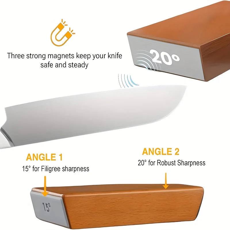 Diamond Sharpening Stone Set with Magnetic Holder, 15° and 20° Sharpening Angles for Knives and Tools
