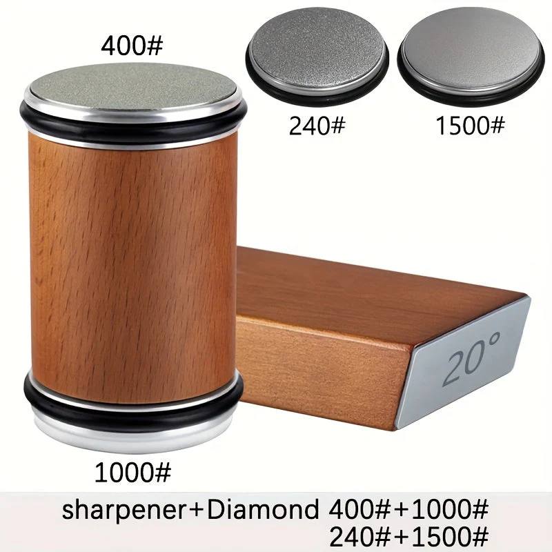 Diamond Sharpening Stone Set with Magnetic Holder, 15° and 20° Sharpening Angles for Knives and Tools