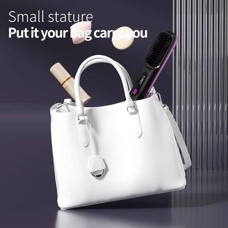 USB Rechargeable Cordless Hair Straightener with LCD Display and Adjustable Heat