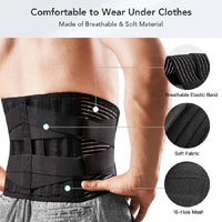 Back Support Belt 360 Degree Lumbar Brace with Memory Aluminum and Steel Springs