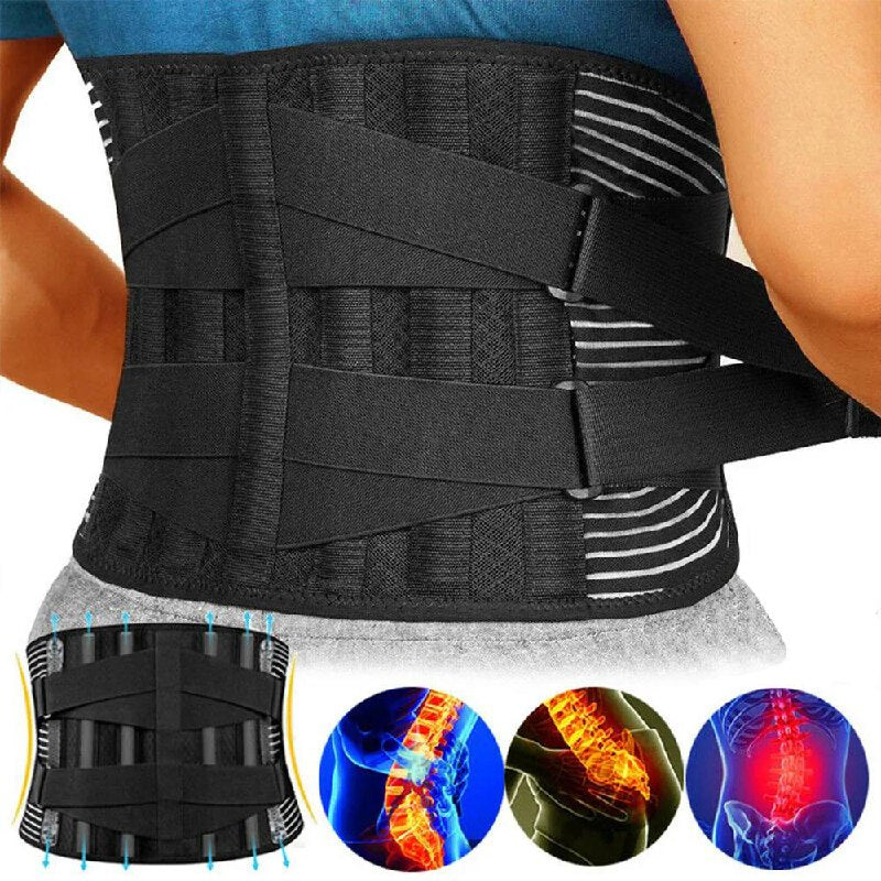 Back Support Belt 360 Degree Lumbar Brace with Memory Aluminum and Steel Springs