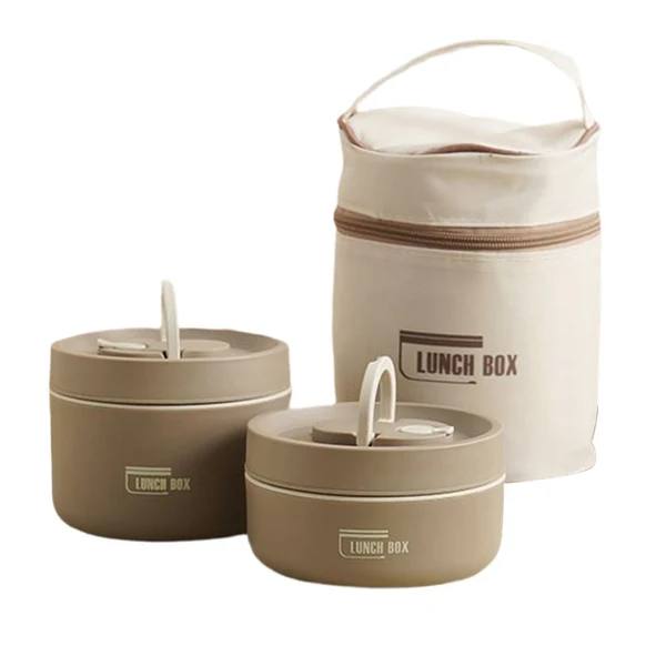 Portable Insulated Lunch Box with Silicone Seal for Warm Meals, 3 Piece