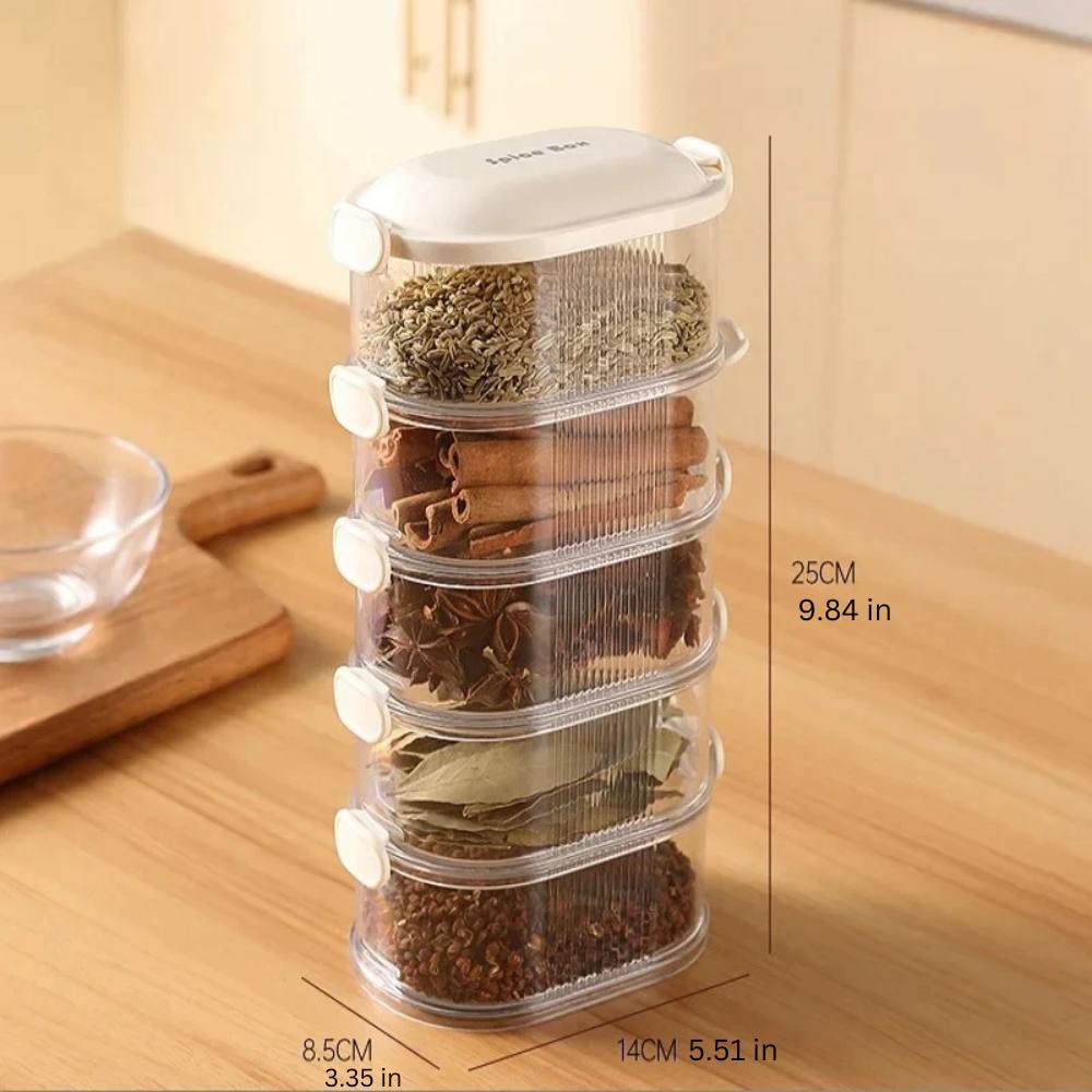 Spice Storage Boxes, Airtight Stackable Organizer