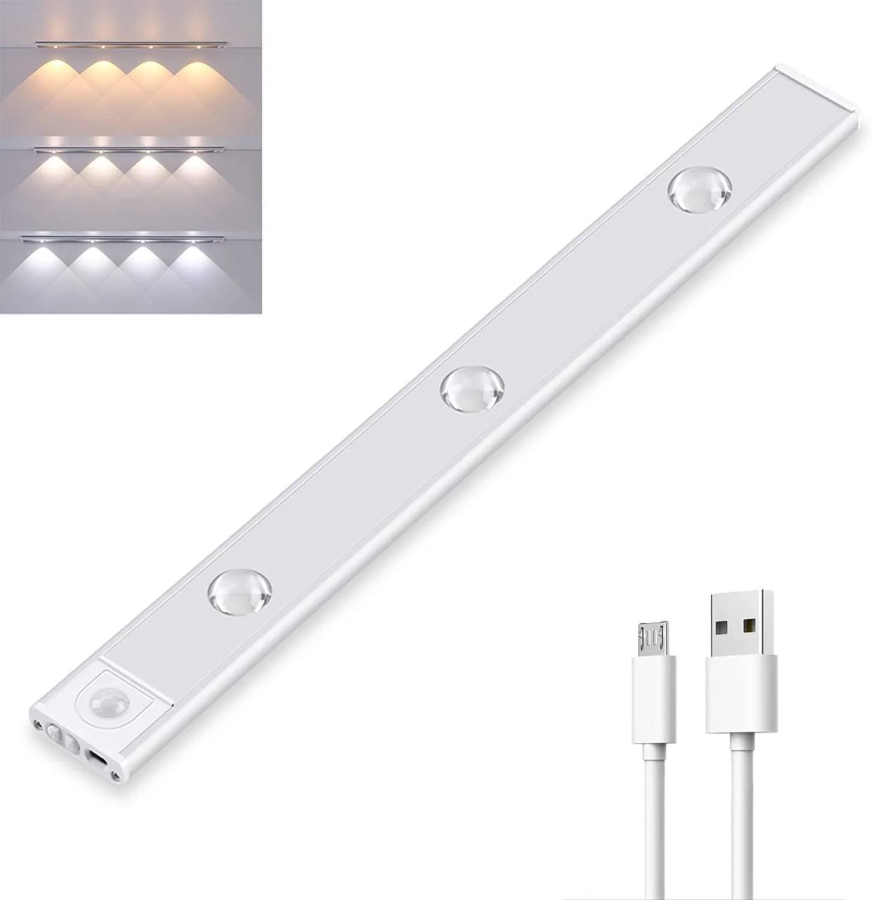 Wireless LED Light with Motion Sensor, Rechargeable, Dimmable and 3 Light Modes