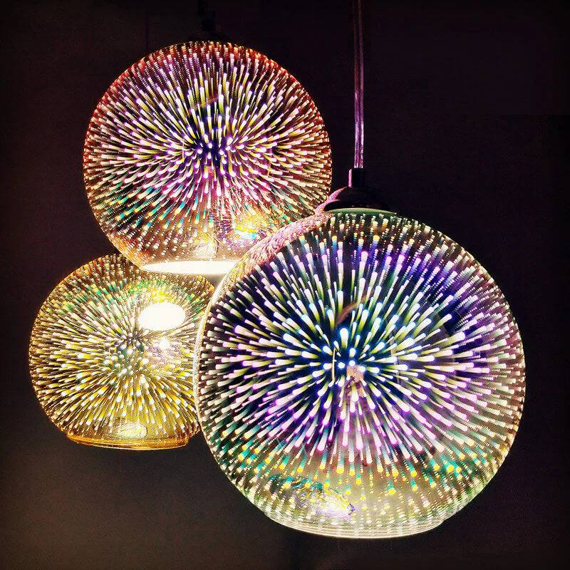 3D Fireworks Glass Pendant Light with Creative Color Design