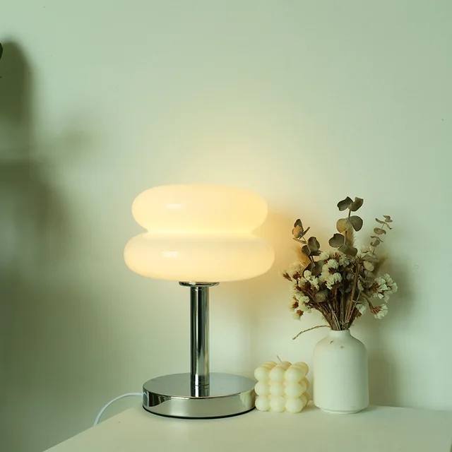 Glass Table Lamp with Colorful Pattern, Child Friendly Night Light