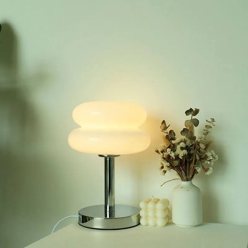 Glass Table Lamp with Colorful Pattern, Child Friendly Night Light