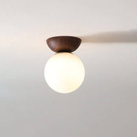 Glass Globe Ceiling Light with Wood Grain Design