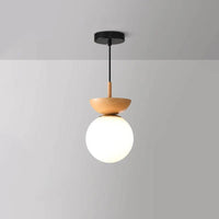 Glass Globe Ceiling Light with Wood Grain Design
