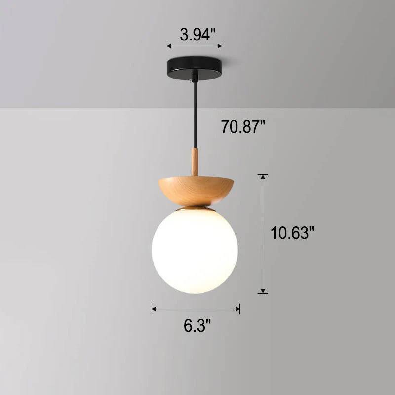 Glass Globe Ceiling Light with Wood Grain Design