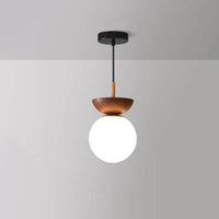 Glass Globe Ceiling Light with Wood Grain Design