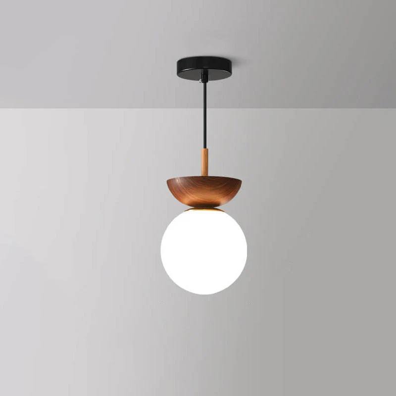Glass Globe Ceiling Light with Wood Grain Design