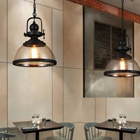 Bowl Shaped Glass Pendant Light, Industrial Retro Ceiling Lamp