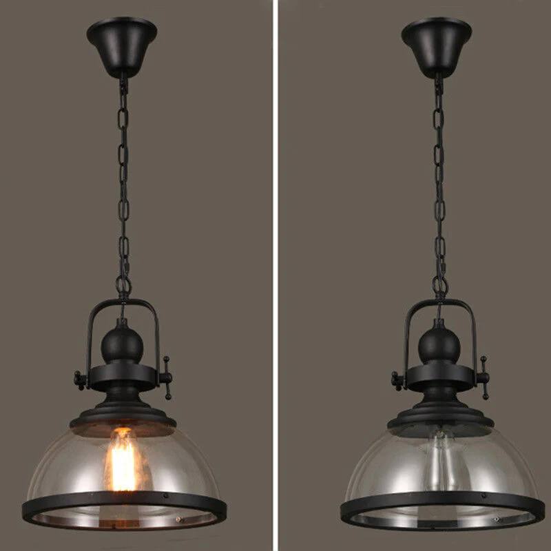 Bowl Shaped Glass Pendant Light, Industrial Retro Ceiling Lamp