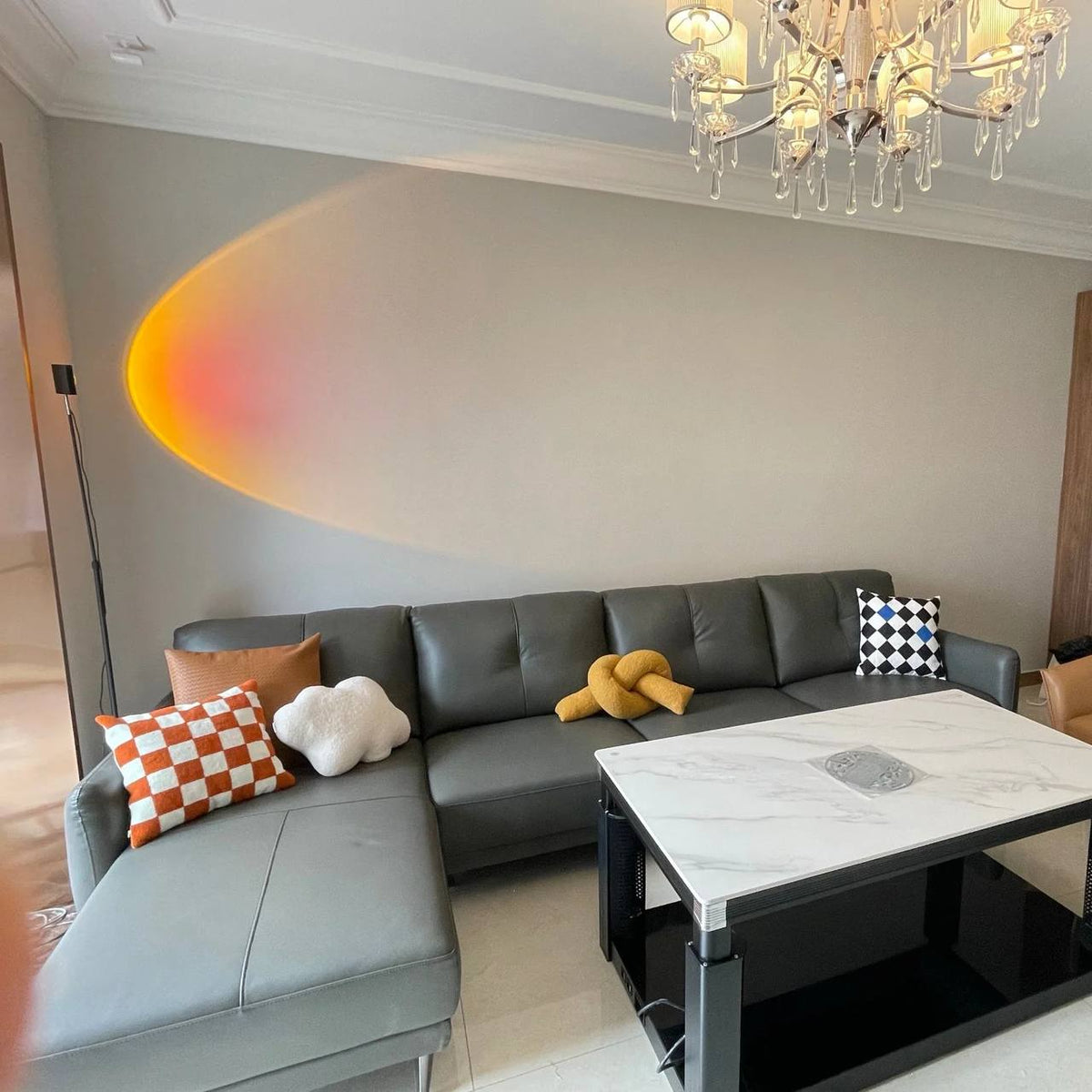 LED Color Projector Floor Lamp, Minimalist Halo Light Effect
