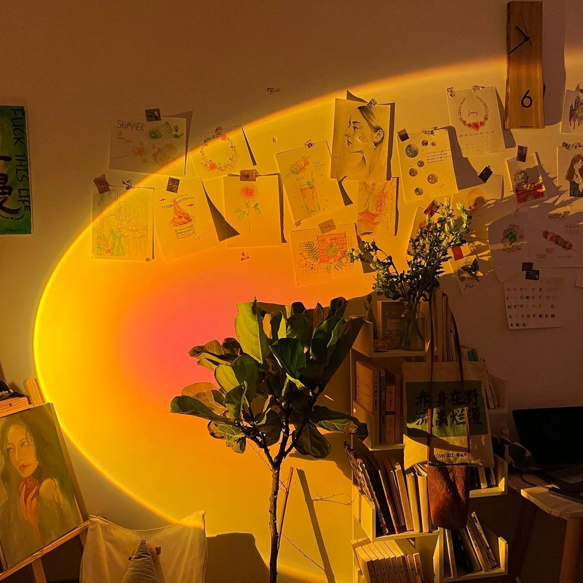 LED Color Projector Floor Lamp, Minimalist Halo Light Effect