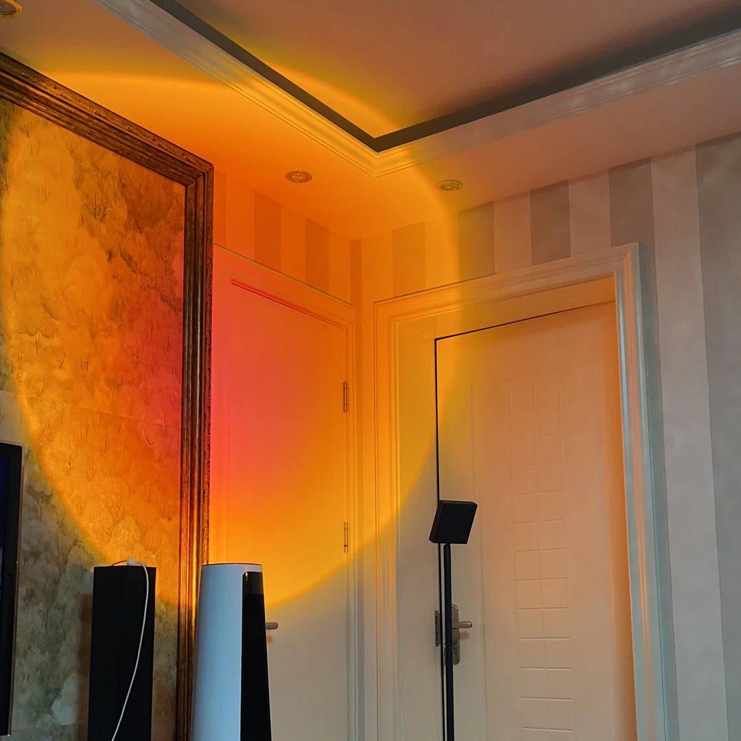 LED Color Projector Floor Lamp, Minimalist Halo Light Effect