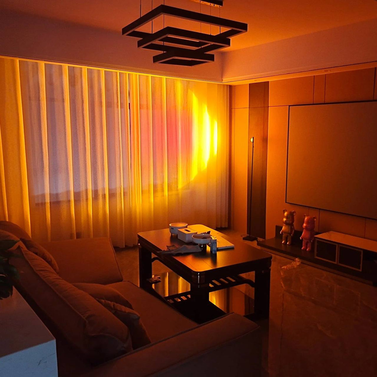 LED Color Projector Floor Lamp, Minimalist Halo Light Effect