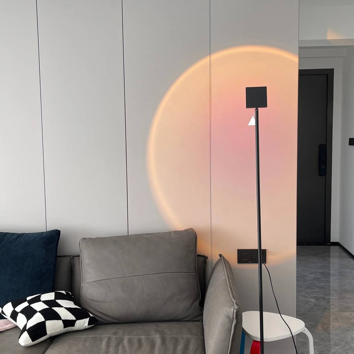 LED Color Projector Floor Lamp, Minimalist Halo Light Effect
