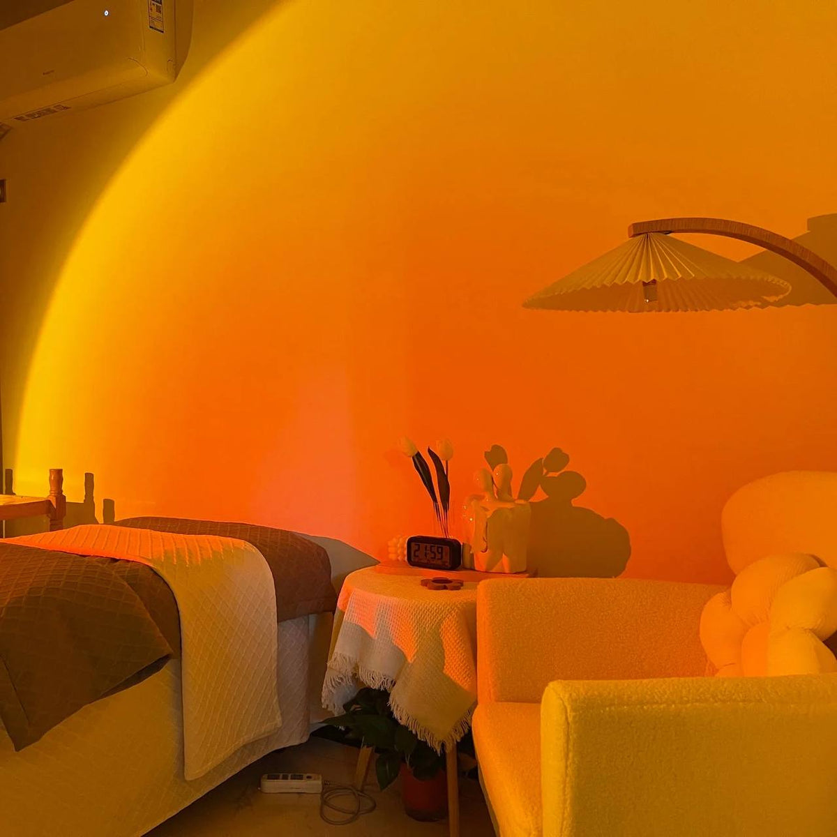LED Color Projector Floor Lamp, Minimalist Halo Light Effect