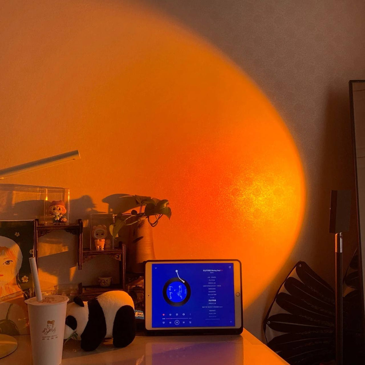 LED Color Projector Floor Lamp, Minimalist Halo Light Effect