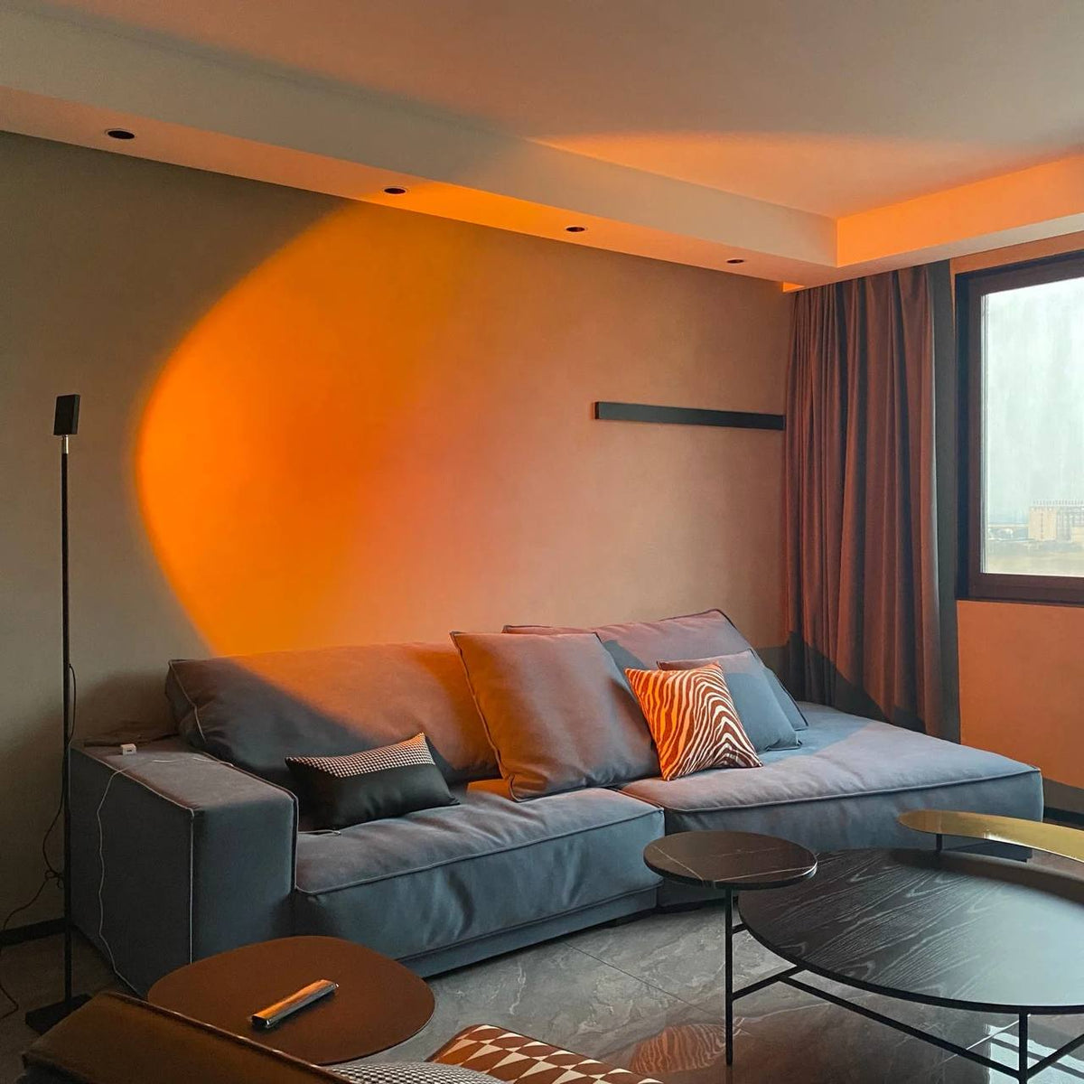 LED Color Projector Floor Lamp, Minimalist Halo Light Effect