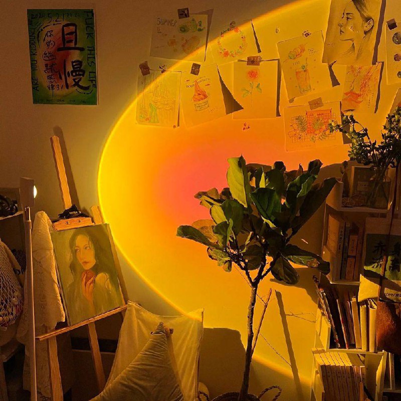 LED Color Projector Floor Lamp, Minimalist Halo Light Effect