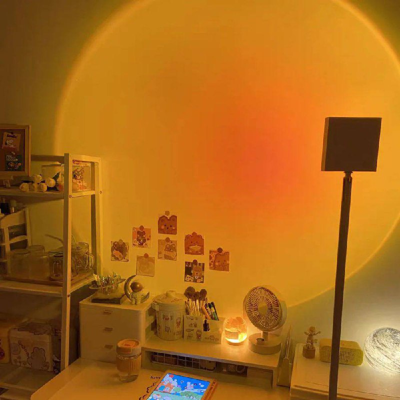 LED Color Projector Floor Lamp, Minimalist Halo Light Effect