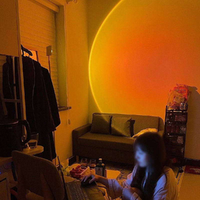 LED Color Projector Floor Lamp, Minimalist Halo Light Effect