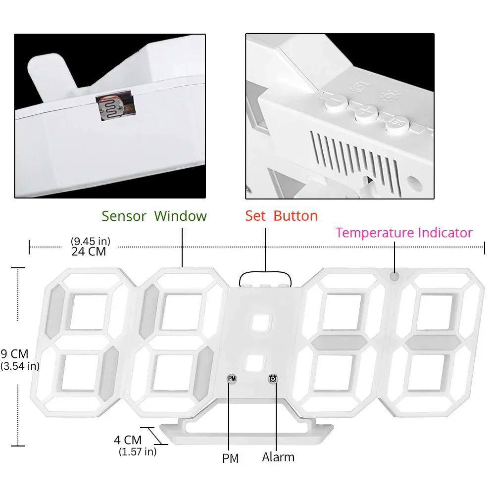 3D LED Wall Clock, Modern Digital Clock with Dimmable Lighting
