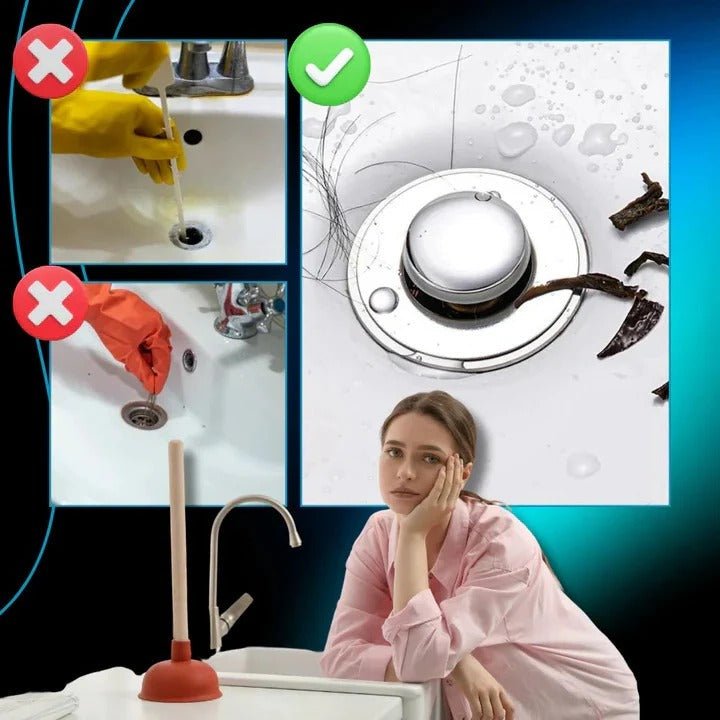 Pop Up Sink Stopper with Silicone Seal and Built In Strainer - Marova Shop
