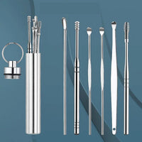 6-in-1 Stainless Steel Ear Wax Removal Kit with Reusable Picks and Keychain Storage Box