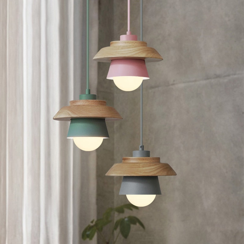 Nordic Wooden Pendant Light, Modern Hanging Lamp for Indoor Spaces